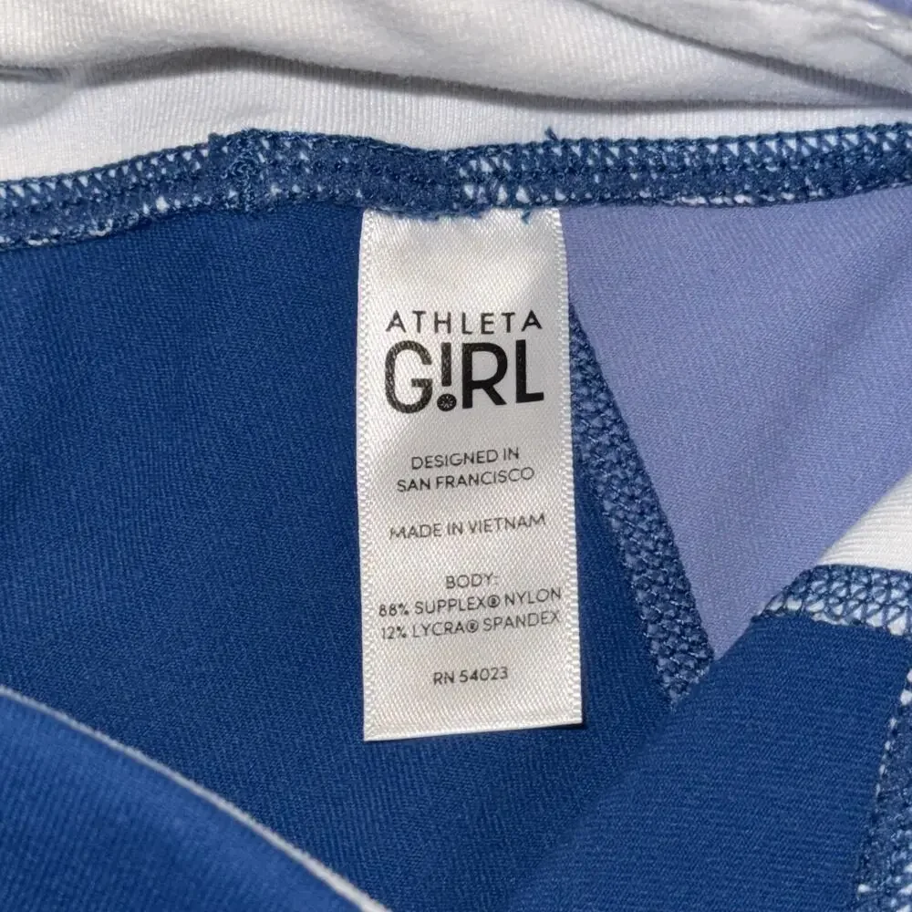 Athleta Girl Leggings M/8-10 Blue White Striped‎ Stretch Activewear Pull-On